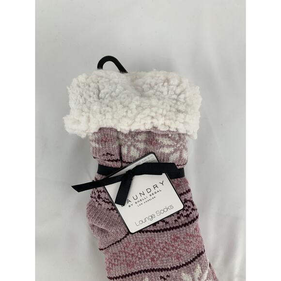 Laundry by Shelli Segal Lounge Socks Womens Size 4 - 10 Purple Non Slip Grip New - Picture 2 of 8